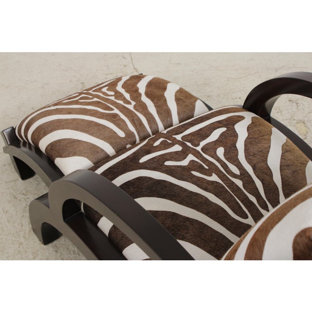 Art Deco Modern Style Zebra Print Chair & Ottoman For Sale - Image 15 of 18