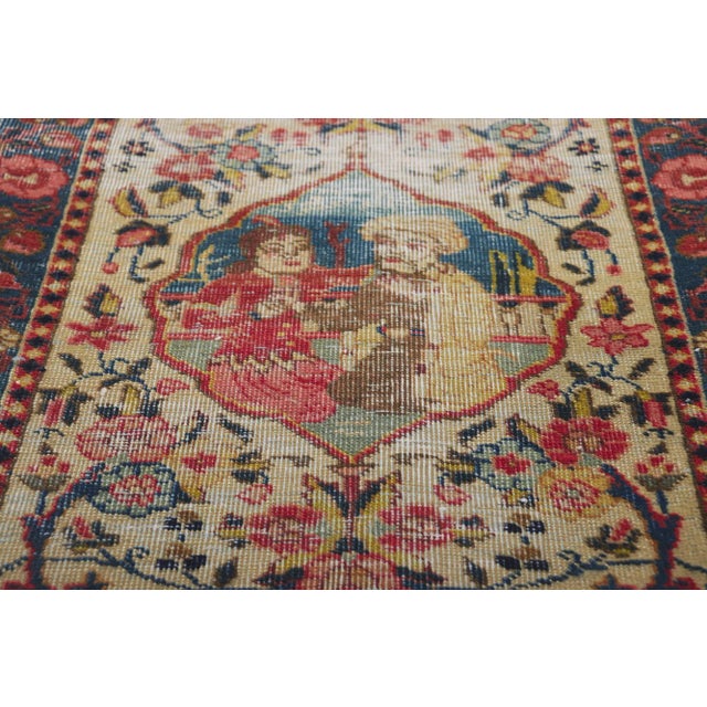 Early 20th Century Antique Persian Tabriz Pictorial Rug - 01'08 X 02'05. For Sale - Image 5 of 9