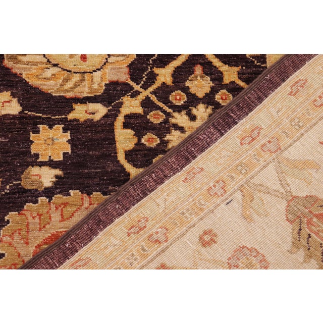 Eggplant Shabby Chic Oriental Ziegler Aubergine/Beige Wool Rug - 9'0'' X 12'0'' For Sale - Image 8 of 10