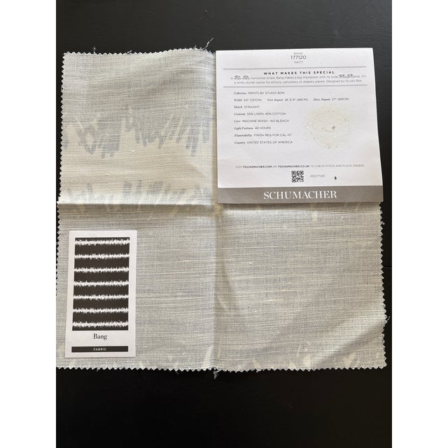 Textile Yardage From Studio Bon Collection in Bang for Schumacher in Navy Color Wave- 1.75 Yards For Sale - Image 7 of 8