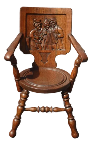 Antique Traditional Quartersawn Oak Ornately Carved Figural Chair ~ George Arndt