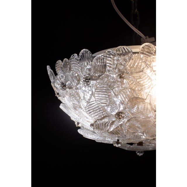 Art Deco Murano Ceiling Light Gold and Traspare Flower by Seguso for Venini, Italy, 1960s For Sale - Image 3 of 12