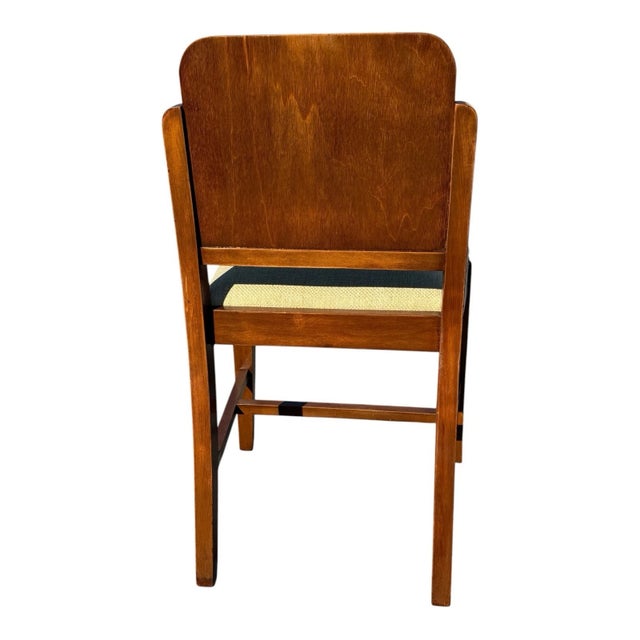 1930s Art Deco Walnut French Vanity Chair Newly Upholstered For Sale - Image 13 of 17