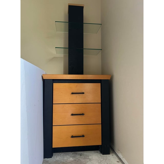 Contemporary Nightstand & Floating Glass Shelves For Sale - Image 3 of 6