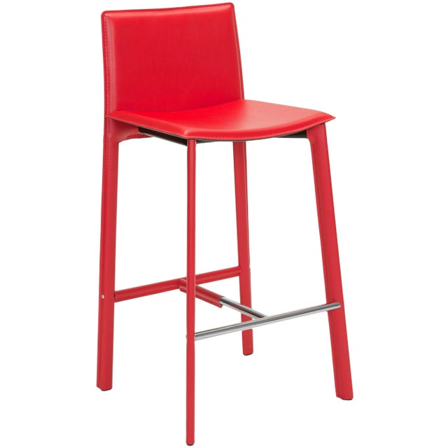 Modern 28.5" H Barstool in Red & Chrome - a Pair For Sale - Image 3 of 7