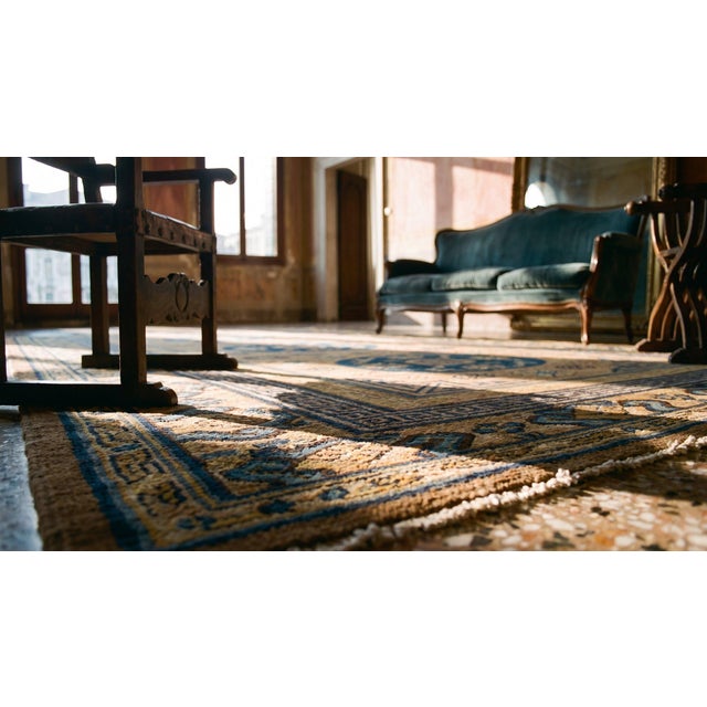 Brown 1870s Traditional Camel Small Medallion Antique Central Asian Khotan Rug For Sale - Image 8 of 9