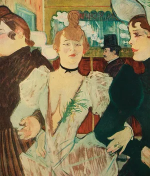 1950s After Toulouse-Lautrec "La Goulue Entering the Moulin Rouge" Vintage Full Color Impressionist Print