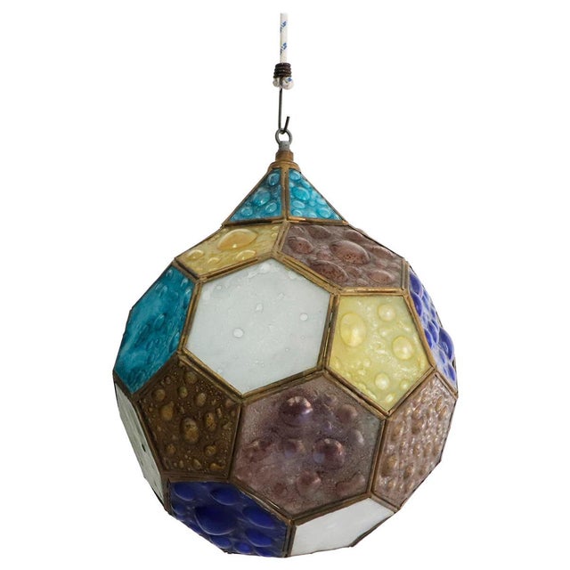Brown 1960s Art Glass Pendant Lamp in Hexagonal Shape by Feders For Sale - Image 8 of 8
