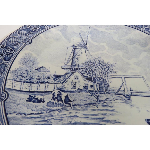 Boch Delfts Extra Large White Blue Porcelain Plate Royal Sphinx Holland 4896b For Sale In Miami - Image 6 of 18