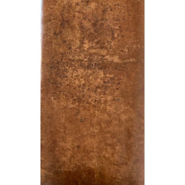 Decorative vintage gymnastic bench from the 1940s and 1950s. The robust cowhide leather and oak wood have a distinctive...