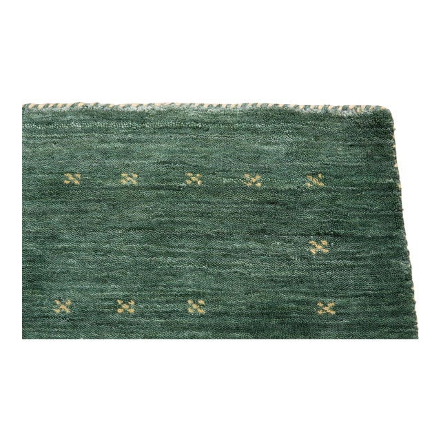 4x6 Sloane Ava Green Solid Geometric Modern Hand Knotted Wool Carpet Rug For Sale