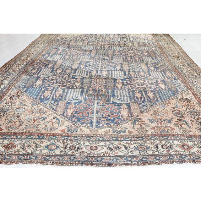 Blue Early 20th Century Persian Bakhtiari Handmade Wool Rug in Blue, Red, Camel For Sale - Image 8 of 8