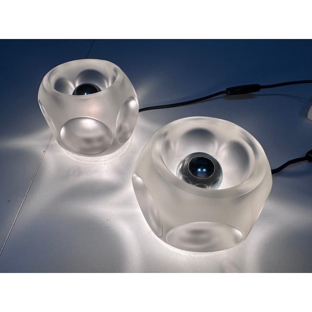 Vintage Ice Cube Table Lamps in Frosted Glass by Peill & Putzler, Germany, 1960s, Set of 2 For Sale - Image 14 of 16