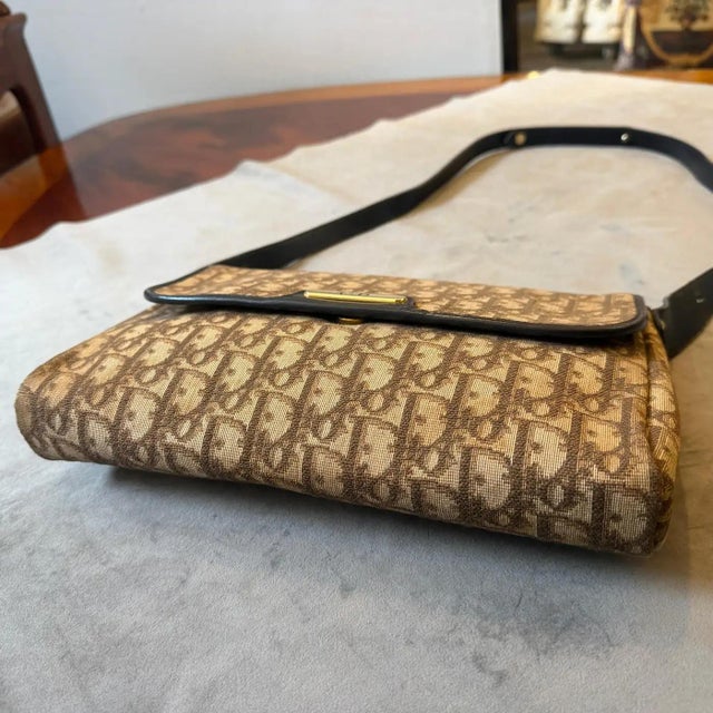 1980s Vintage Christian Dior Oblique Trotter Canvas Shoulder Bag For Sale - Image 12 of 14