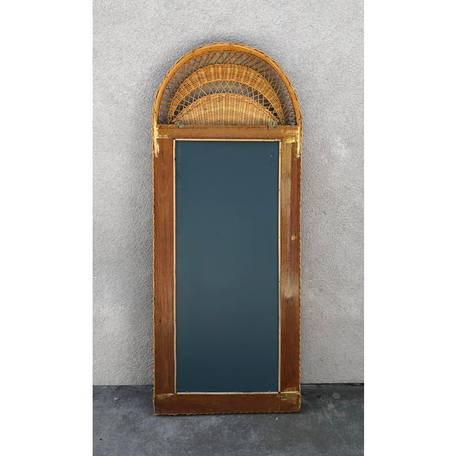 Stunning Vintage French Wicker Reed Frame Mirror For Sale - Image 11 of 11