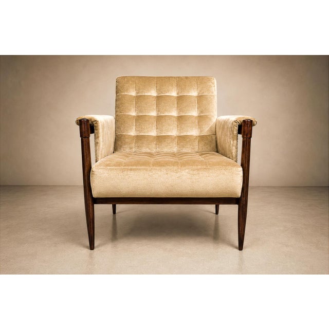 Móveis Provenzal Lounge Chair in Jacaranda & Champagne Mohair Velvet, Brazil, 1960s For Sale - Image 4 of 16