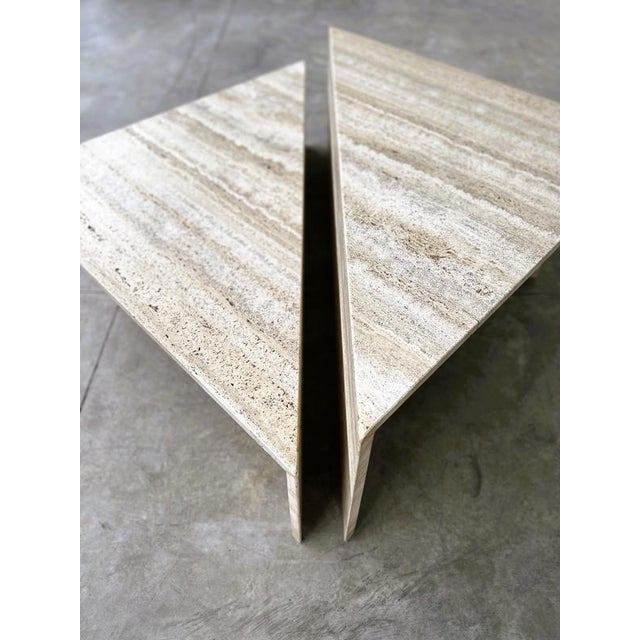 Large Italian Brutalist Geometric Travertine Coffee Tables from Up & Up, Set of 2 For Sale - Image 6 of 16