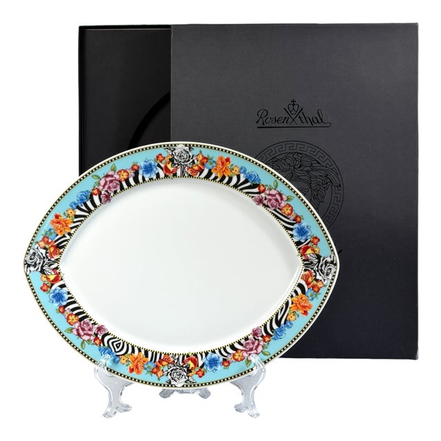 Vintage Hot Flowers Fish Plate in Porcelain by Versace for Rosenthal, 2000s For Sale - Image 12 of 12