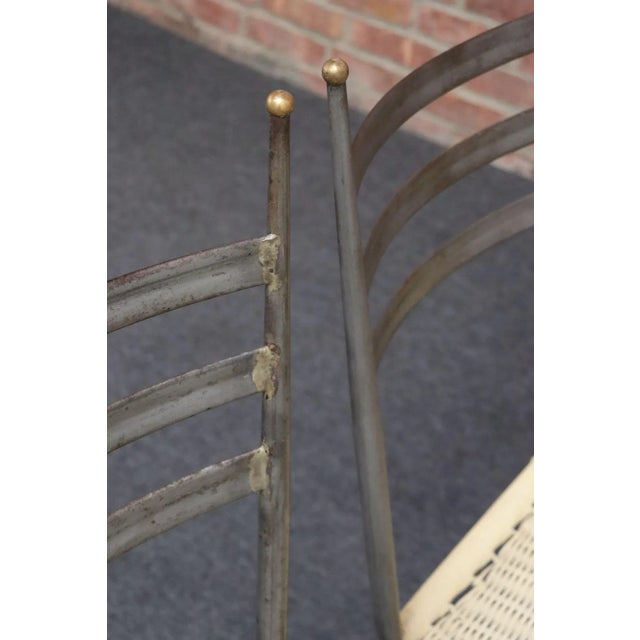 Set of Six Italian Modernist Steel and Brass Dining Chairs After Gio Ponti For Sale - Image 9 of 18