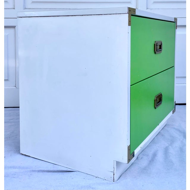 1973 Vintage Campaign Green and White Nightstand Chairish