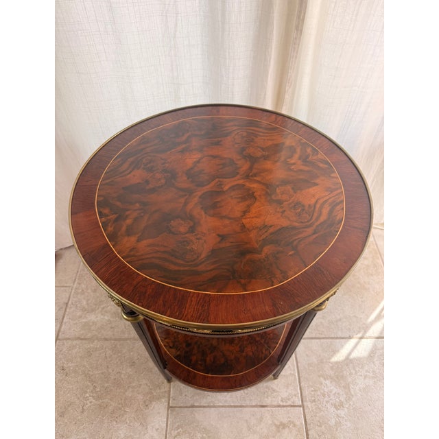 Mid 20th Century Vintage Neoclassical French Louis XVI Style Two-Tier Round Side Table With Ormolu Mounts For Sale - Image 5 of 18