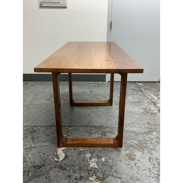 Brown Mid-Century Modern Bespoke Walnut Writing Desk For Sale - Image 8 of 12