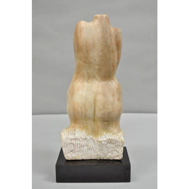 Peach Late 20th Century Morton Gaffin Female Nude Bust Modernist Carved Peach Alabaster Sculpture For Sale - Image 8 of 12