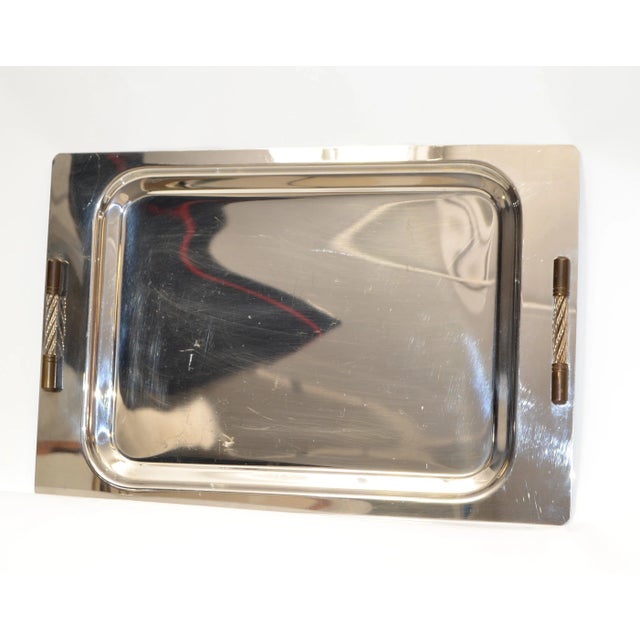 Alessi Golden Art Steel Design Argentina Serving Tray Inox 18/8 Stainless Steel 1980 For Sale - Image 4 of 13