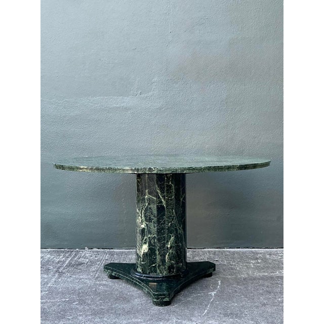 Mid-Century Modern Vintage Green Marble Pedestal Table For Sale - Image 3 of 12
