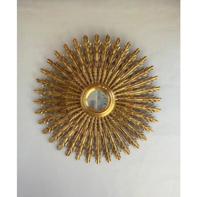 20th Century Sunburst Carved Golden Mirror For Sale - Image 10 of 13