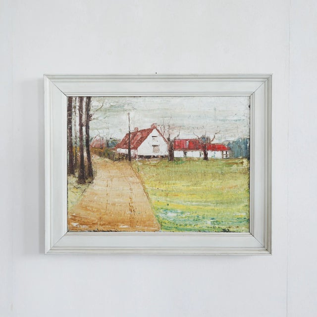 Rick Tubbax Flemish Landscape Oil on Linen, Belgium, 1950s. Beautiful and well painted landscape, oil on linen, by Belgian...