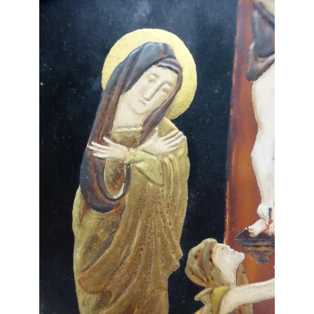 Antique Enamelled Religious Print on Copper Depicting Crucifixion For Sale - Image 3 of 9
