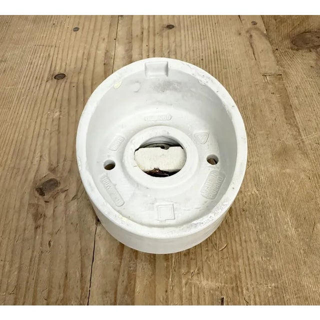 Vintage White Porcelain Wall Light with Milk Glass, 1970s For Sale - Image 10 of 12