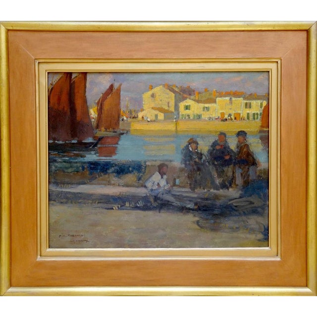 The port of the thatch. Oil on canvas, 33x41 cm This piece is attributed to the mentioned designer/maker. It has no...