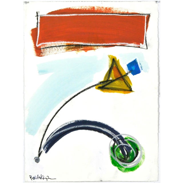 "Red Oxide Stripe With Doodles" Contemporary Abstract Expressionist Style Mixed-Media Painting by Robbie Kemper For Sale In Cincinnati - Image 6 of 6