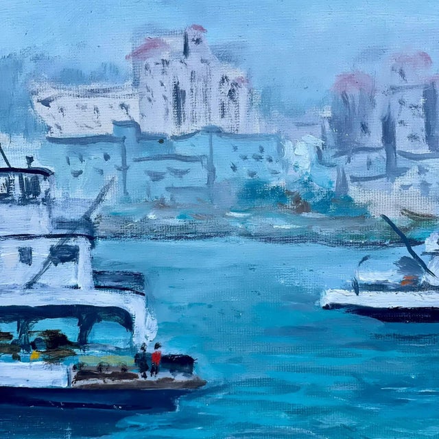 Mid-Century San Diego Waterfront Oil Painting of Coronado Ferryboat, Signed & Framed Vintage Art For Sale - Image 4 of 9