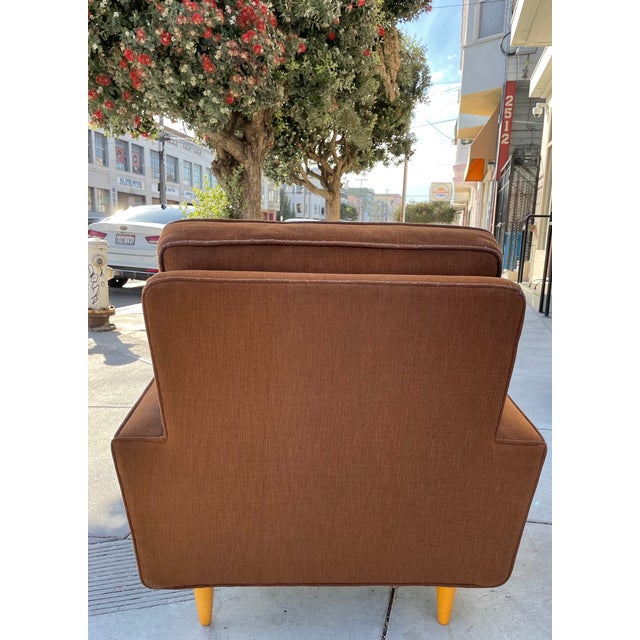 Wood Mid Century Sofa & Two Chairs in Cocoa Brown For Sale - Image 7 of 11