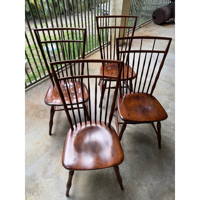 Vintage Nichols and Stone Birdcage Windsor Chairs - Set of 4 For Sale In West Palm - Image 6 of 7