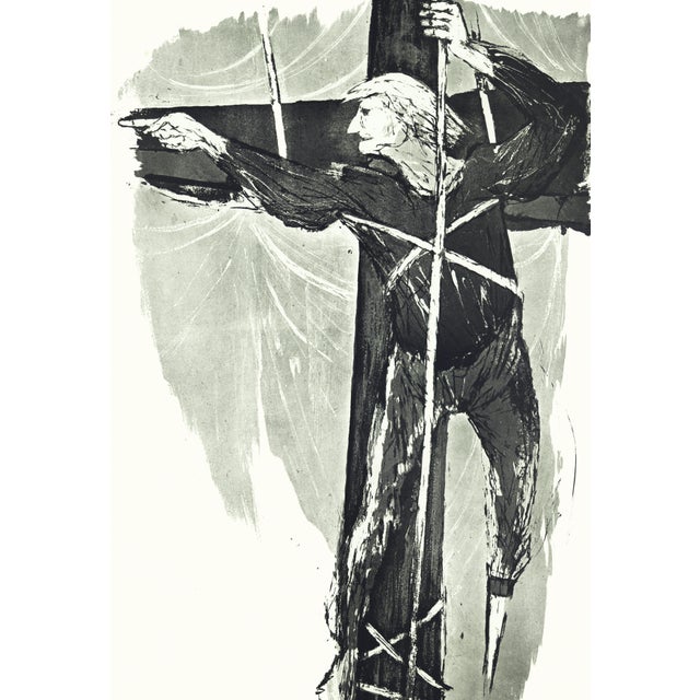 Original lithograph by Benton Spruance from the portfolio "Moby Dick - The Passion of Ahab" printed by The Meriden Gravure...