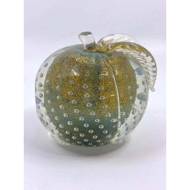 Mediterranean Mid-Century Alfredo Barbini Murano Glass Apple Celadon Green/ Book End For Sale - Image 3 of 9
