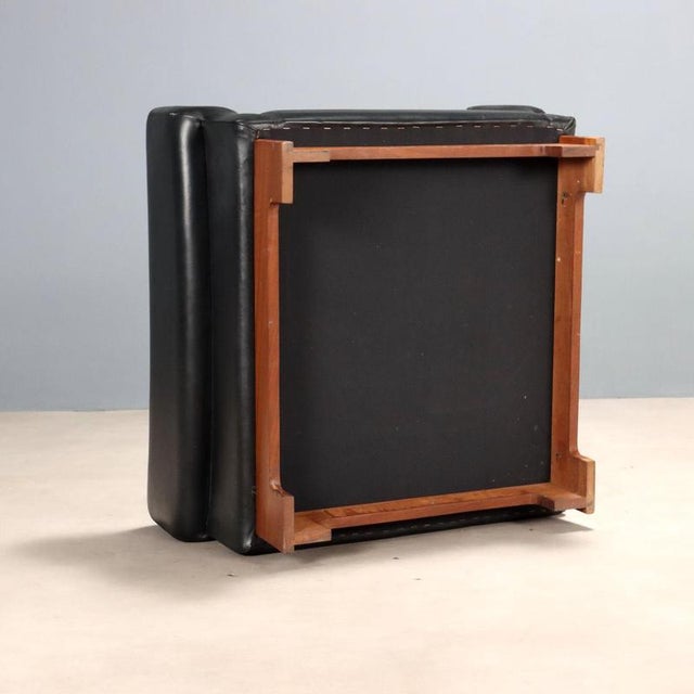 Wood Mid-Century Armchairs in Black Leather, 1970s For Sale - Image 7 of 9