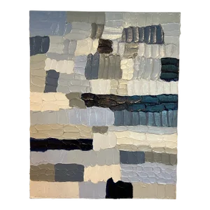 Modern Abstract Highly Textured Acrylic Painting on Stretched Canvas, “Content on the Ocean,” Signed, Dated