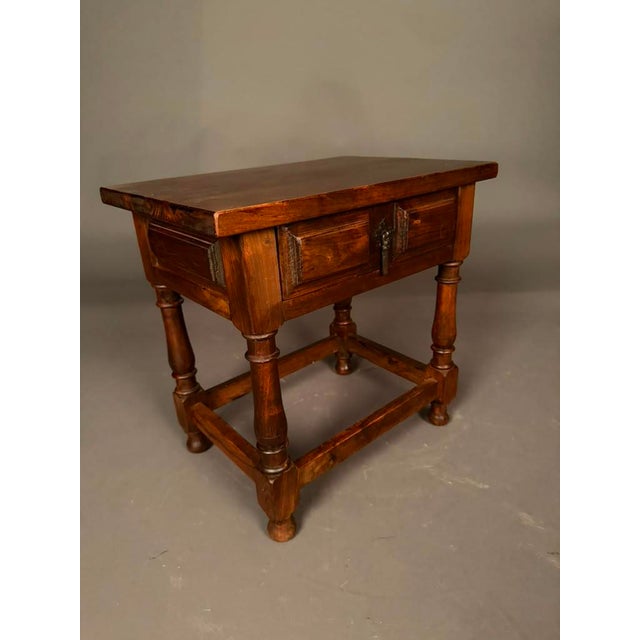 Pair of American Country English Pine Side Tables With Walnut Finish, Circa 1920s For Sale - Image 4 of 18