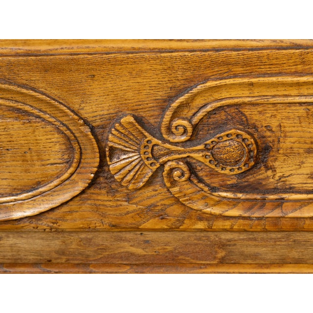 French Chapeau de Gendarme 19th Century Carved Elm Cabinet with Glass Doors For Sale - Image 4 of 12