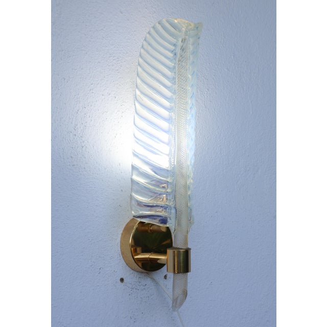 1970s Rare Set of 2 Luxury Barovier E Toso Leaf Wall Light For Sale - Image 12 of 15