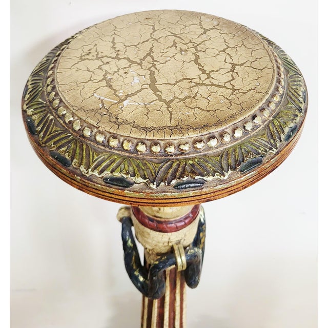 Wood Pair of Italian Venetian Style Polychrome Painted Carved Wood Pedestal Fern Stands For Sale - Image 7 of 12