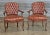 Store Item: PAIR OF Hickory Chair Tufted Red Leather Arm Chairs Walnut Frame Description: Chairs feature a shaped back...