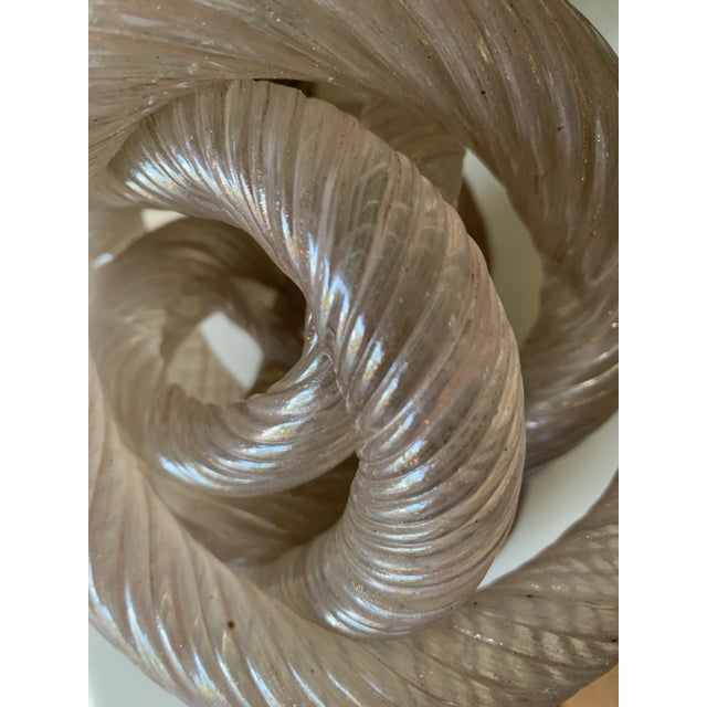 Light Pink Mid 20th Century Twisted Rope Glass Knot Sculpture For Sale - Image 8 of 10