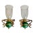 Pair Italian Green & Brass Faux Oil Lamp Wall Sconces For Sale