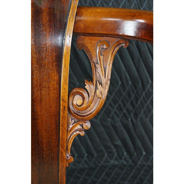 Antique 19th C. Mahogany Regency Empire Klismos Library Desk Gondola Arm Chair For Sale - Image 9 of 18